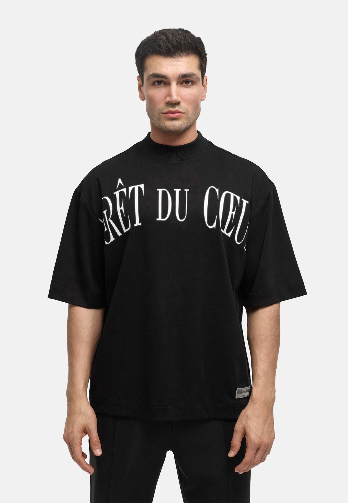 Jadore Highneck Shirt - Black Logo White