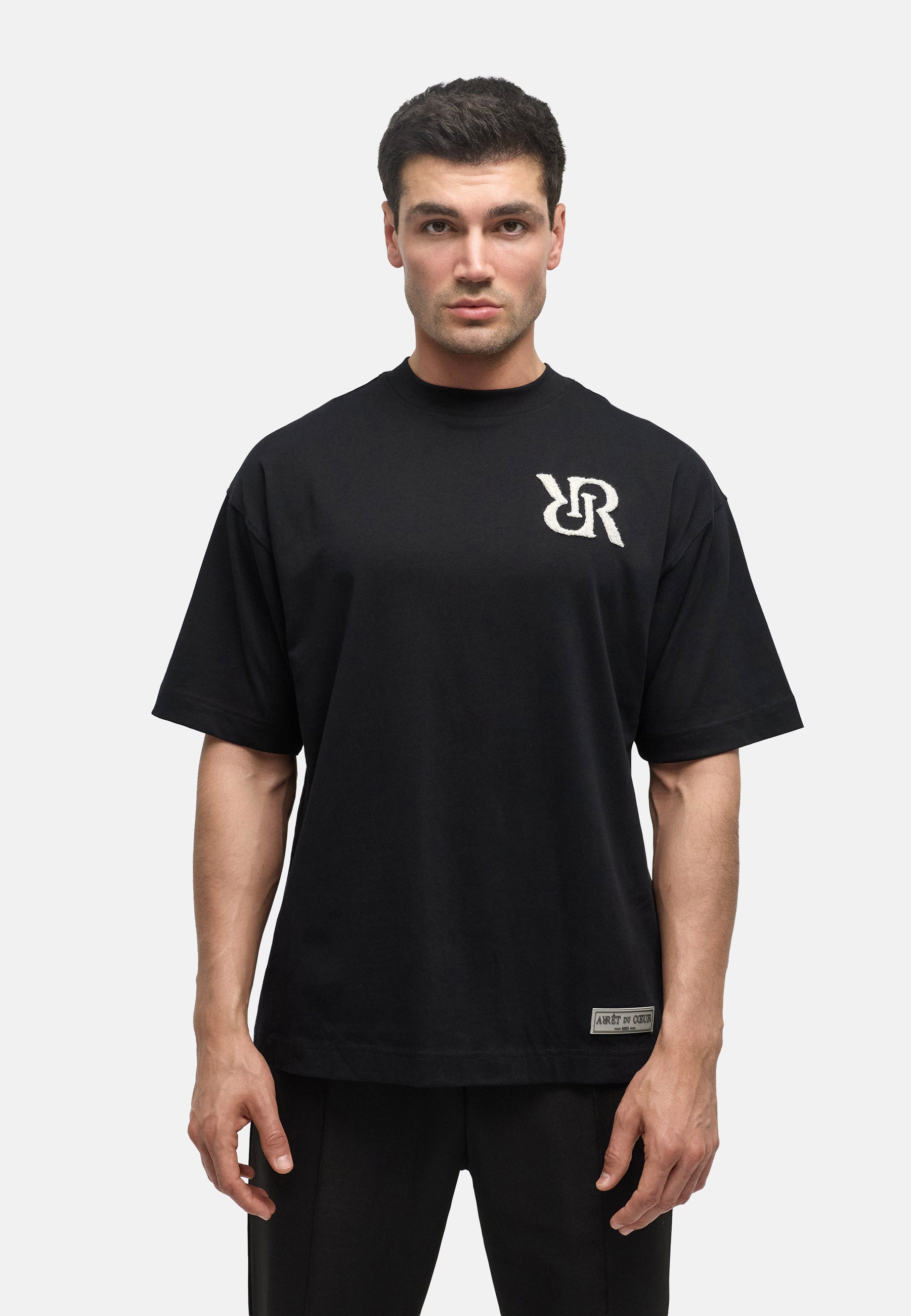 Signature T-Shirt Black  Logo Weiß